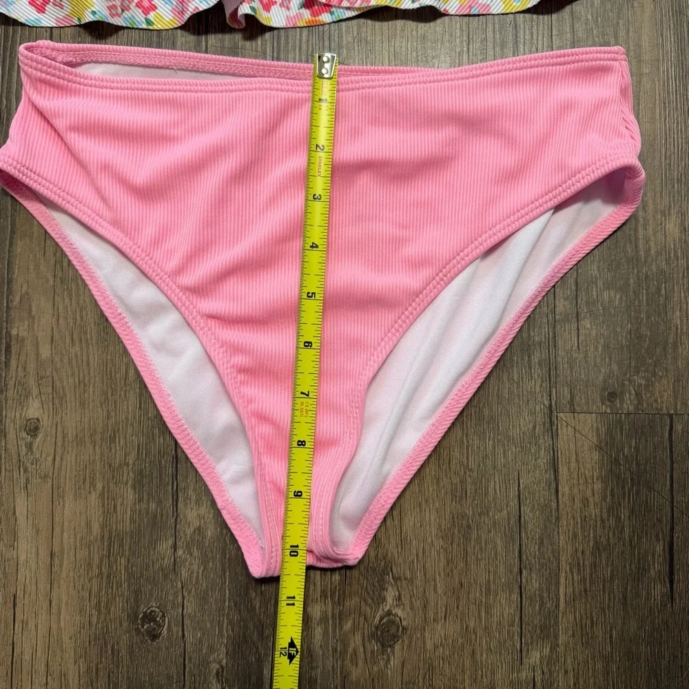 Girls' Pink Red Floral Tankini Set Two-Piece Swimwear Ruffle Straps Stretch 14